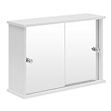 EUGAD 0021WY Armoire de Toilette avec 2 Portes miroirs Armoire Meuble Murale en MDF Rangement pour Salle de Bain 55x14x36 cm Blanc