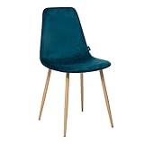 Atmosphera - Chaise Roka Bleu Canard en Velours