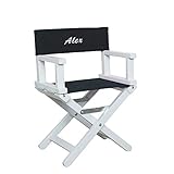 Amikado - Fauteuil de metteur en scène bébé personnalisé (de 1 à 5 Ans) - châssis Blanc (Noir) - Dimensions : H 55 x L 36 x P 28 cm