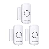 TECKNET Alarme Porte et Fenêtre sans Fil, Mini Alarme Maison pour Systèmes de Sécurité avec Une Alarme Sonore Rapide de 100 DB, Alarmes Antivol sans Fil pour la Maison, Le Magasin, Le Bureau (3 PCS)
