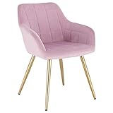 WOLTU 1 pièce Chaise de Salle à Manger Chaise de Cuisine rembourrée en Velours,Or Pied en métal,Rose BH232rs-1