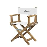 Amikado Fauteuil de metteur en scène bébé personnalisé (de 1 à 5 Ans) - châssis Bois Naturel (Blanche) - Dimensions : H 55 x L 36 x P 28 cm