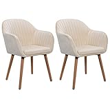 WOLTU 2 X Chaises de Salle à Manger Crème Assise en Velours Chaise pour Cuisine/Salon/Café,BH95cm-2