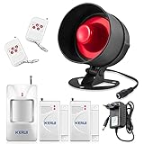 KERUI Alarme Maison sans Fil Kits avec 2 Alarme de Porte et de Fenêtre, 1 Alarme avec Sirène, 1 Détecteur de Mouvement, 2 Télécommande