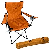FineHome Fauteuil de pêche, de camping, pliable, avec porte-gobelet et sac Orange