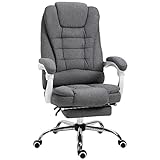 HOMCOM Fauteuil de Bureau Manager Chaise pour Ordinateur avec Repose-Pied Dossier inclinable accoudoirs rembourrés en Lin Gris
