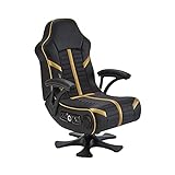 X-Rocker Olympus 4.1 Chaise Gaming, Enceintes sans Fil et Bluetooth pour Jeux Vidéo, Simili Cuir – Noir et or