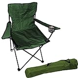 FineHome Fauteuil de pêche, de camping, pliable, pour la pêche, avec porte-gobelet et sac Vert