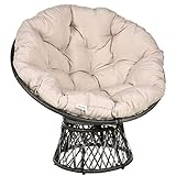 Outsunny Fauteuil Rond de Jardin Fauteuil papasan pivotant Grand Confort Ø 97 x 90H cm Grand Coussin fourni Polyester résine tressée crème