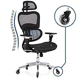 KLIM K800 Chaise de Bureau Ergonomique - Nouveauté 2024 - Siège Ergonomique avec Support Lombaire Dynamique, accoudoirs 4D et appuie-tête réglable - roulettes Anti-Rayures