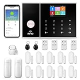 Clouree 4G Systèmes sécurité pour la Maison, Alarmes Maison Kits, Système d’Alarme Domestique WiFi sans Fil avec sirène, capteur de Mouvement PIR, télécommandes, capteur de fenêtre/Porte