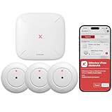 X-Sense Kit de WiFi Détecteur d’Eau Intelligent, Capteur Compact pour Détecter Une Inondation avec Une Alarme de 110 DB et Une Portée de 500 m pour Cuisines, sous-sols, Salles de Bains, SWS54