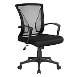 Yaheetech Chaise Bureau avec Siège Dossier en Maille Respirante Hauteur Réglable Fauteuil d'Ordinateur Inclinable à roulettes Pivotantes Charge 136kg Noir