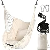 Chihee Sièges Suspendus/Chaise Hamac 2 oreillers Inclus,Sangles et Crochets Solides pour Une Suspension Facile en Coton Doux Poche de côté Ensemble de chaises à Pampilles Confort