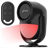 CPVAN Alarme Détecteur de Mouvement, Intérieur Alarme Maison sans Fil avec Sirene (125dB) Infrarouge Anti-Effraction, Battery Operated, Idéal de Magasin/Bureau/Maison/Porte/Garage, Noir