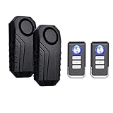 Mengshen 2 Set sans Fil Vélo Antivol Alarme Sécurité Vibration Capteur de Mouvement avec Télécommande pour Vélo Moto Véhicule Scooter 113dB IP55 Étanche