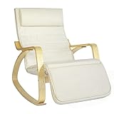 SoBuy Fauteuil à Bascule Fauteuil Relax Chaise Berçante avec Repose-Pieds Réglable FST16-W