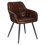 WOLTU 1 pièce Chaise de Salle à Manger Chaise de Cuisine rembourrée en Similicuir Pied en métal Aspect Cuir Antique,Brun Foncé BH245dbr-1