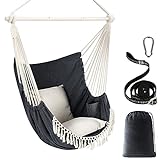 Chihee Sièges Suspendus Chaise Hamac Balançoire Suspendue Max 500 Lbs 2 Coussins Inclus Barre d'écartement en Acier avec Rainures Antidérapantes Portable Poche Latérale Grande Chaise bohémienne