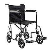 Fauteuil Roulant Pliable Lèger, Fauteuil Personne Âgée Étroit, Chaise Roulante Pliable Legère, Fauteuil Roulant Acier, Fauteuil Roulant de Transit, 46 x 58 x 87 cm, Noir